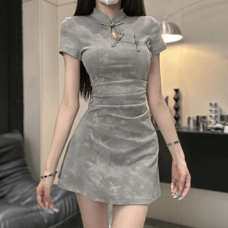 National Style Improved Cheongsam Collar Dress - Image 2