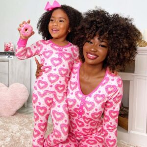 Valentine's Day Heart Printing Pajamas Parent-child Suit