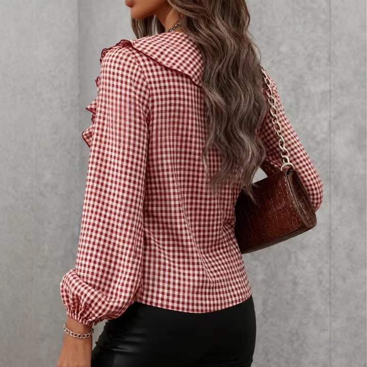 Fashionable Casual Small-Plaid Layered Shirt - Image 2