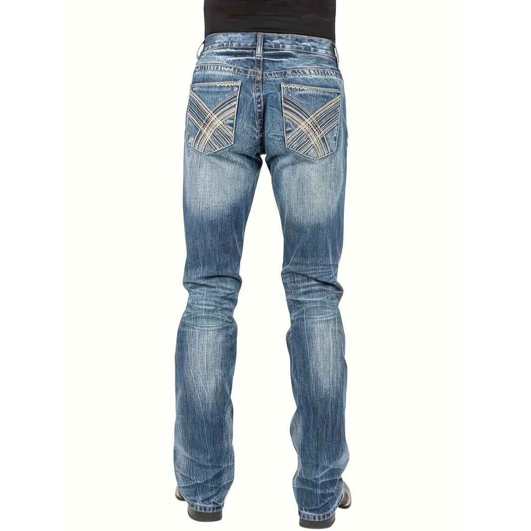Mens Street-style Straight-leg Denim Jeans - Image 3