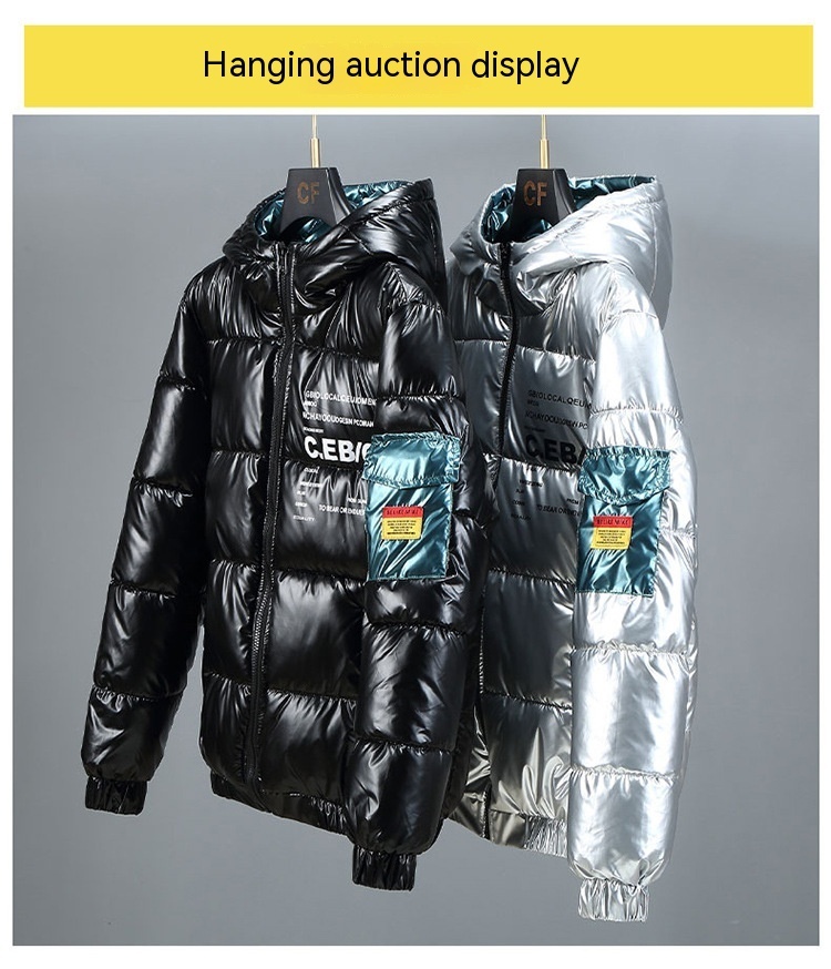 Winter Down Thick Bright Leather Cotton-padded Jacket - Image 6